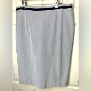 BODEN Long Tall Modern Day Pencil Skirt Ticking Stripe Pinstriped Blue White